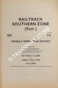 Book cover of Weekly Operating Notice containing Temporary Speed Restrictions, Engineering Arrangements, Signalling & Permanent Way Alterations, General Instructions and Notices, 27 June to 3 July 1998 by Railtrack Southern (East)